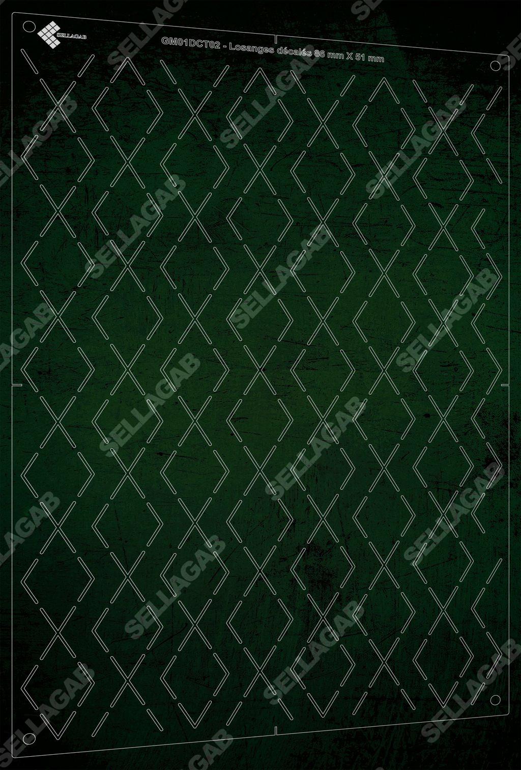 GM01DCT02- Losanges décalés 86 mm x 51 mm