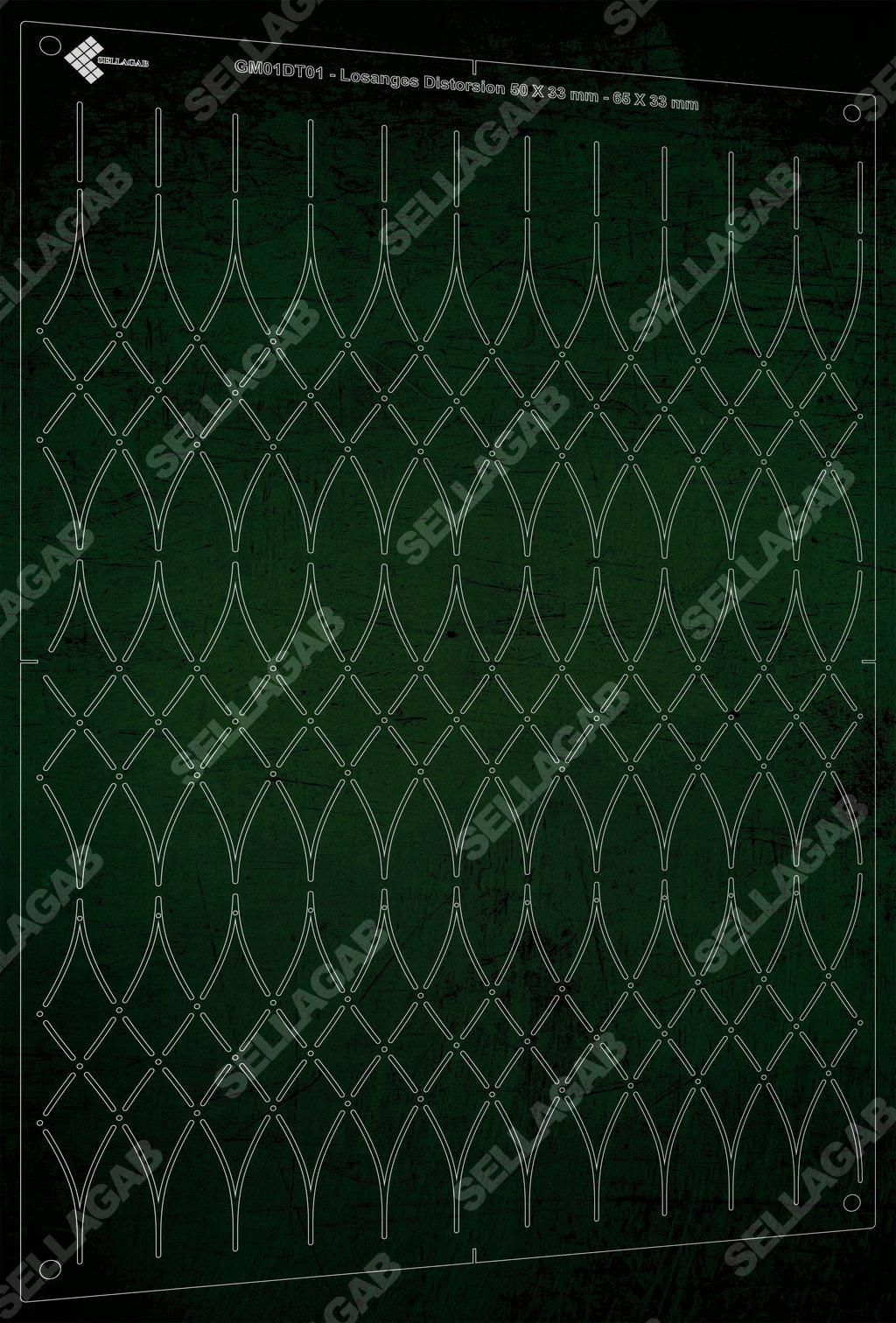 GM01DT01 - Losanges distorsion 50×33 mm – 65×33 mm.