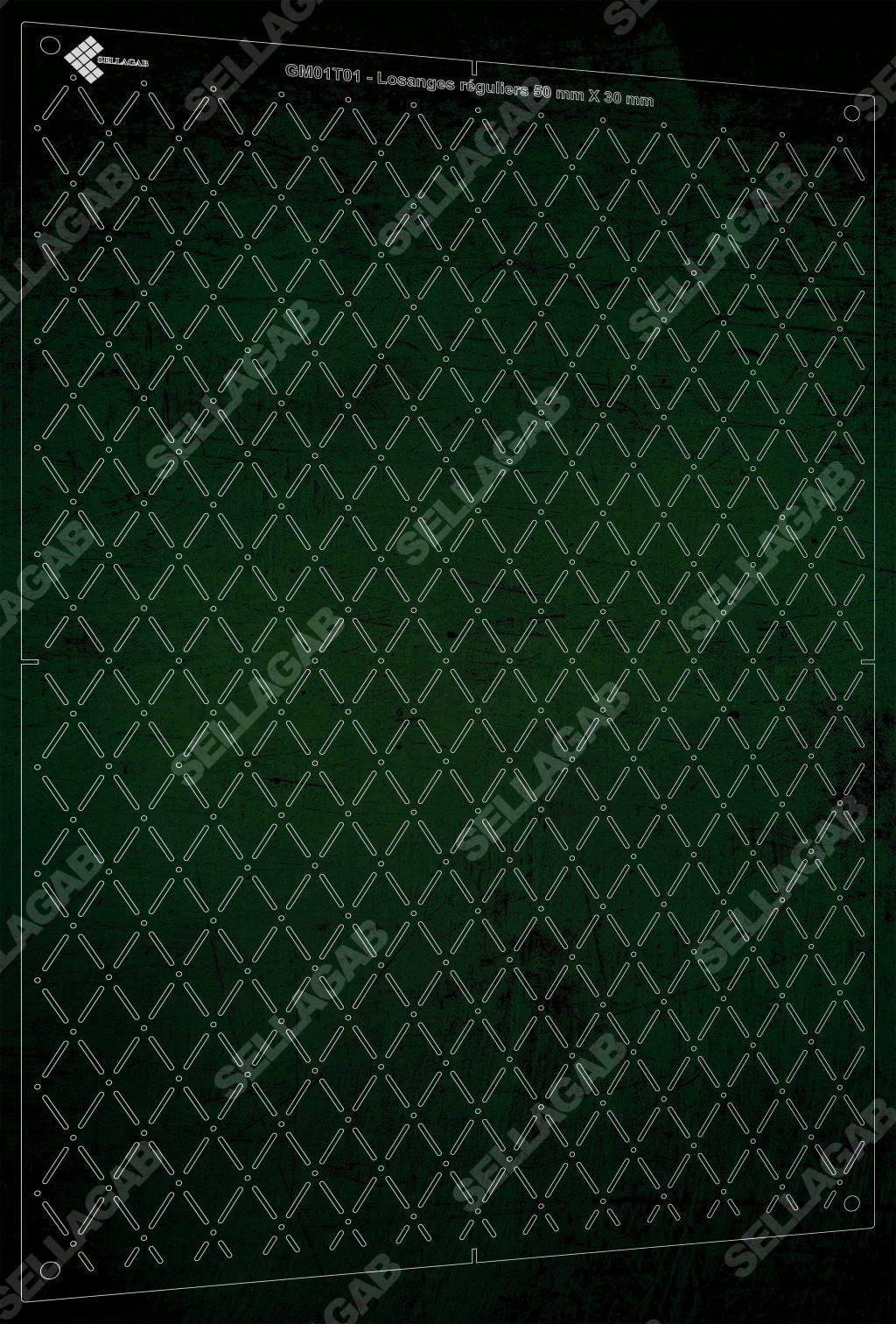 Gabarits en Plexiglas transparent Losanges 50×30 mm réguliers