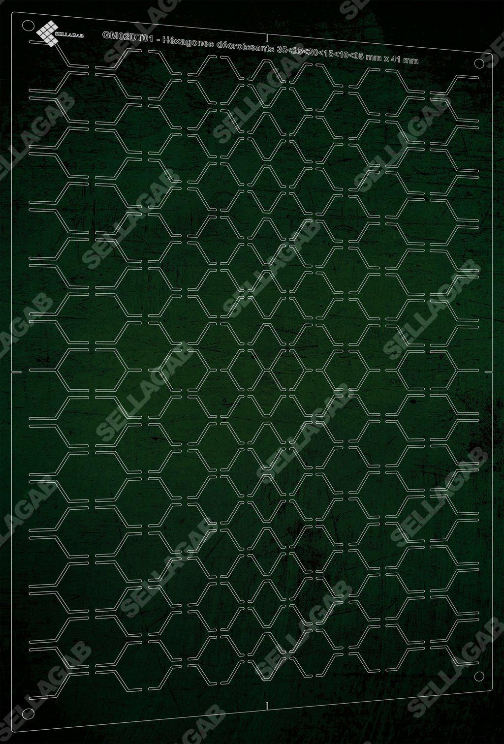 GM02DT01 - Hexagones décroissants 35<25<20<15<10<05 x 41 mm