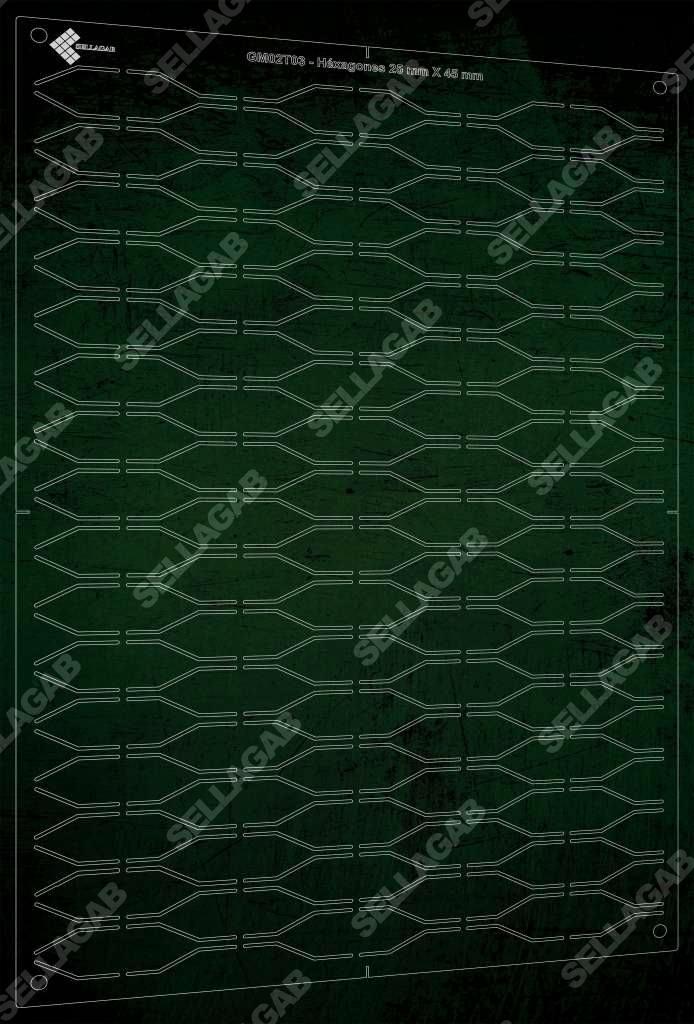 GM02T03- Hexagones 25×45 mm irréguliers