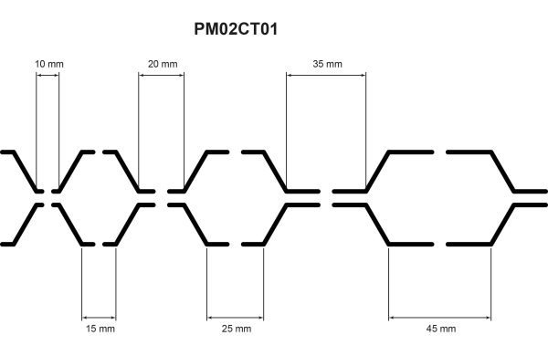 PM02CT01 - Hexagones croissants 10>15>20>25>35>45 x 41 mm – Image 2