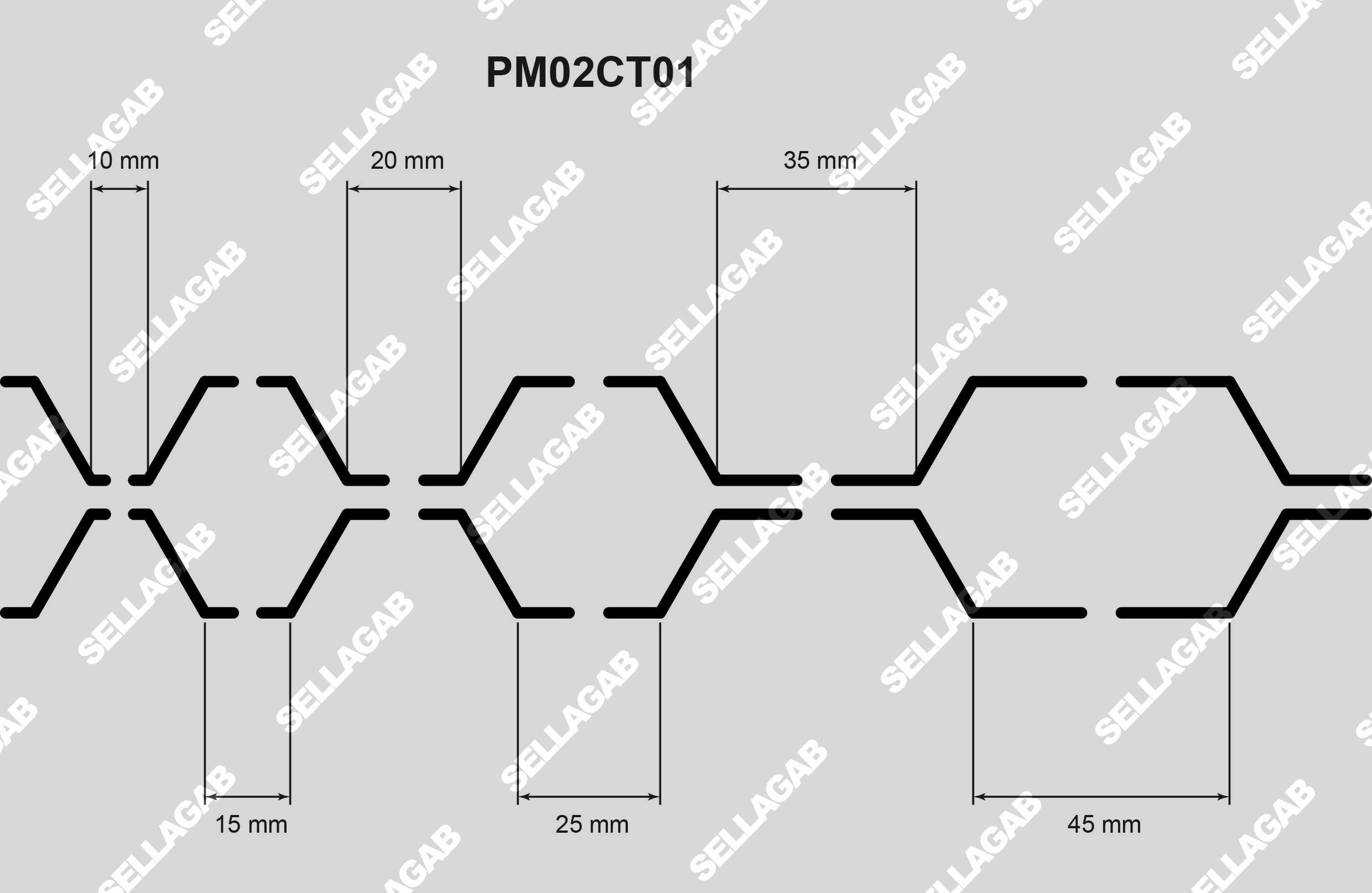 PM02CT01 - Hexagones croissants 10>15>20>25>35>45 x 41 mm – Image 2
