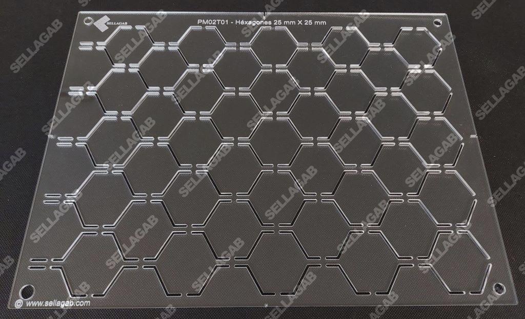 Hexagones réguliers de 25 x 25 mm