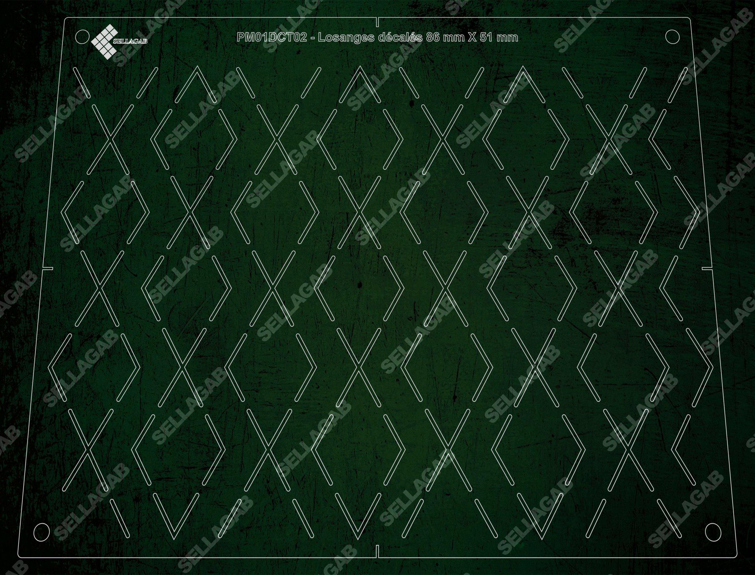 PM01DCT02- Losanges décalés 86 mm x 51 mm